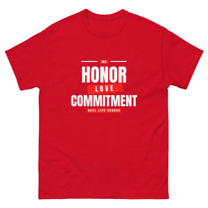 White & Red Honor-Love-Commitment Unisex heavyweight tee