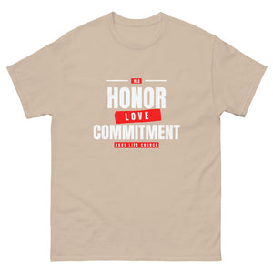 White & Red Honor-Love-Commitment Unisex heavyweight tee