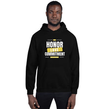 Load image into Gallery viewer, White &amp; Gold Honor-Love-Commitment - Unisex Hoodie