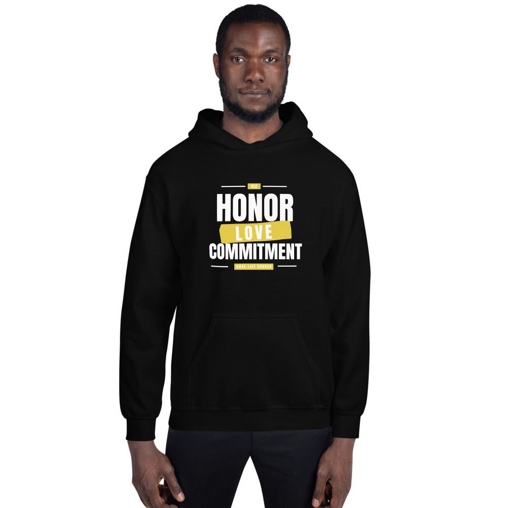 White & Gold Honor-Love-Commitment - Unisex Hoodie