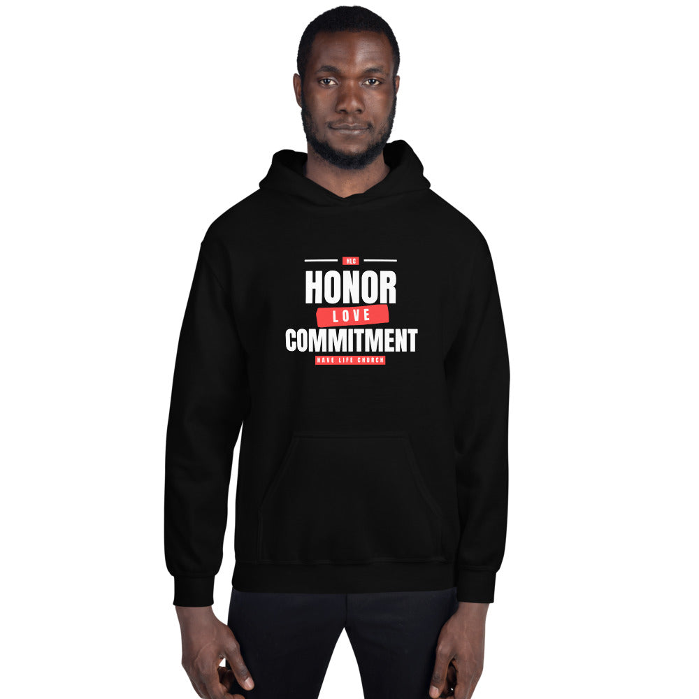 White & Red Honor-Love-Commitment - Unisex Hoodie